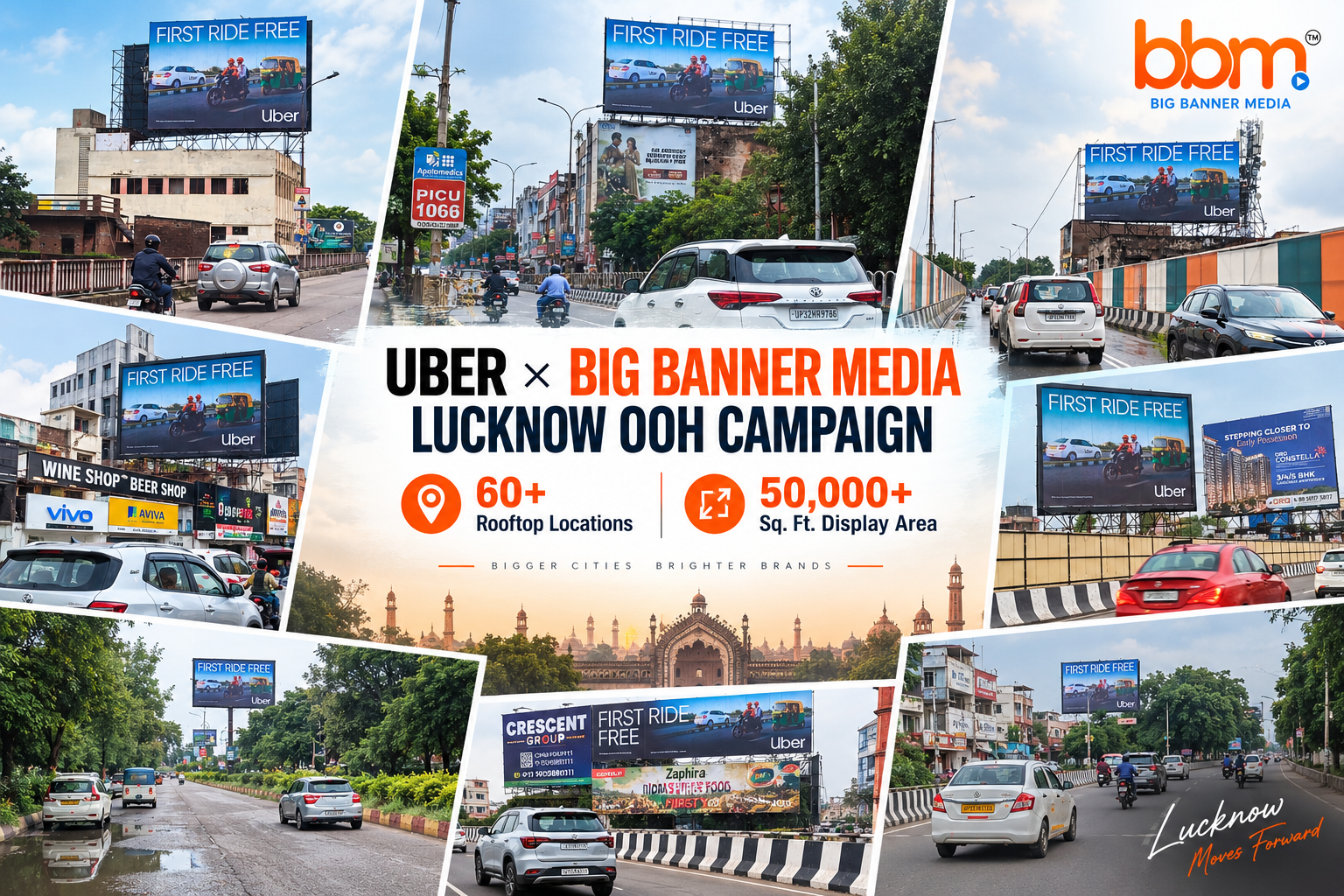 Uber × Big Banner Media: How 60+ Rooftop Locations Put Uber Across Lucknow